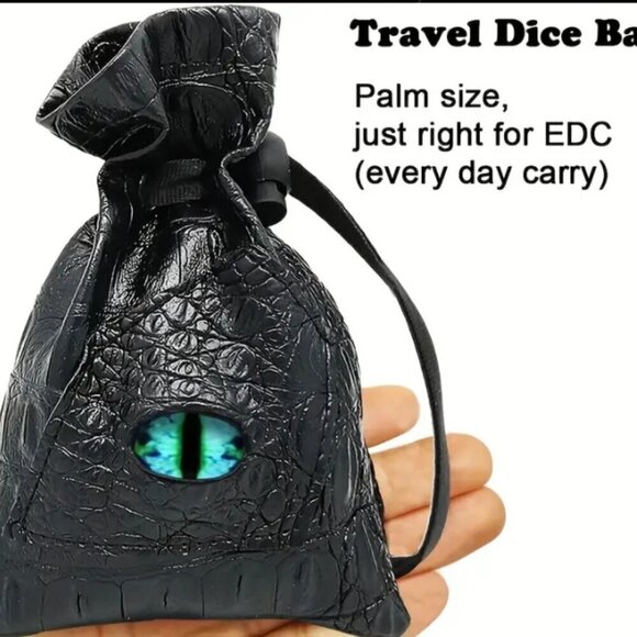 Dragon Eye Travel Dice Bag PU Leather Black Choose Eye Color - Picture 6 of 7